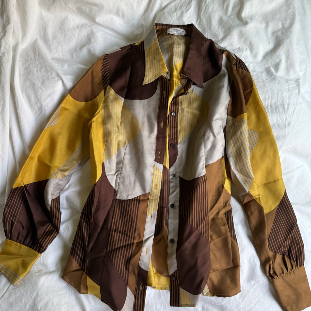 Prada Women 100% Silk Top Blouse Shirt